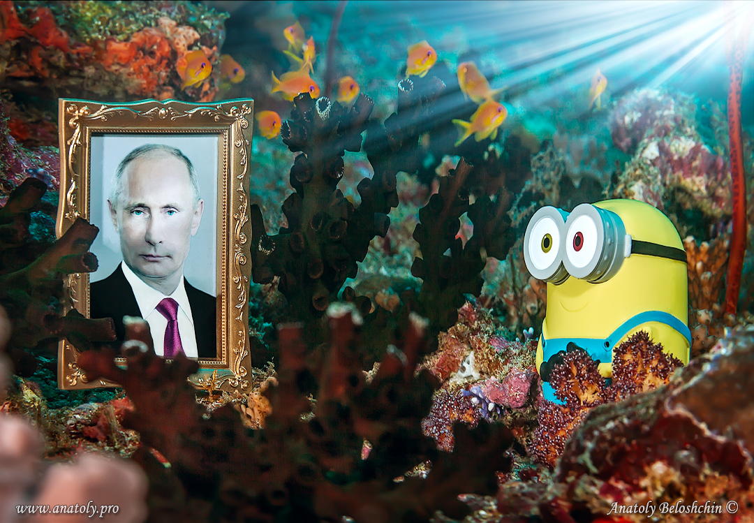 Minion and Putin underwater